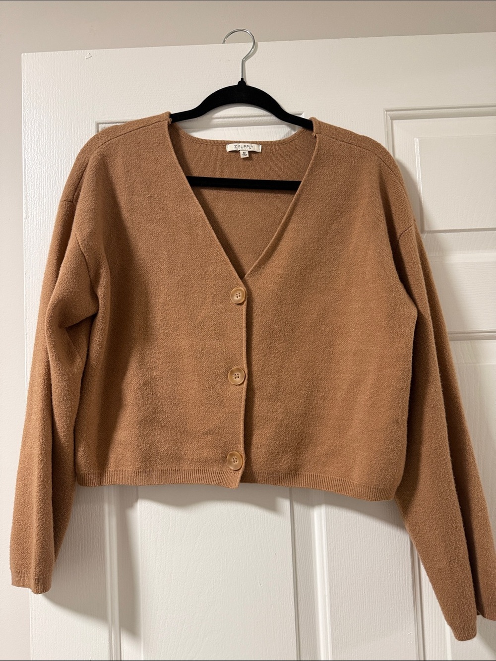 Z Supply Cropped Camel Button-Front Cardigan